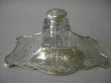 Crystal And Sterling Inkwell On Stand Gorham