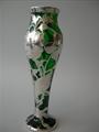 American Silver Overlay Green Glass Rose Vase