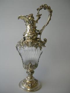 Antique Sterling Silver Gilt Mounted Crystal Ewer