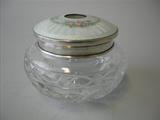 Silver And Enamel Cut Glass Powder Jar