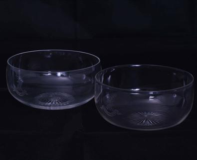 Pair armorial glass finger bowls