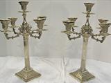 Antique Victorian, Pr. 5 Light, Sheffield Silver Plated Candelabra. 18 1/2