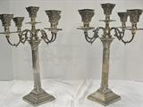 Antique Victorian, Pr. 5 Light, Sheffield Silver Plated Candelabra. 18 1/4