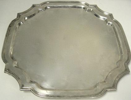 Square, Sterling Silver Footed Salver / Tray, 15 1/4