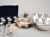 A set of six Indian silver coloured napkin rings