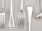 A set of twelve George III silver Old English thread pattern dessert forks
