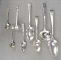 An assembled silver Old English pattern table service