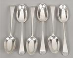A set of six George III silver Old English pattern table spoons