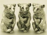 A Fine And Impresive, Rare Vintage English Sterling Silver Cruet Set Modelled In The Form Of Three Bears