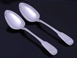 Pair of George III sterling silver fiddle pattern table spoons