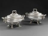 A pair of George III antique silver Soup Tureens