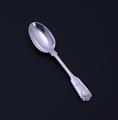 A Victorian fiddle, thread and shell pattern sterling silver teaspoon