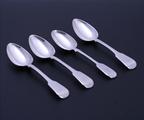 A set of four George IV fiddle pattern sterling silver dessert spoons