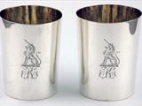 pair of Maltese straight sided beakers