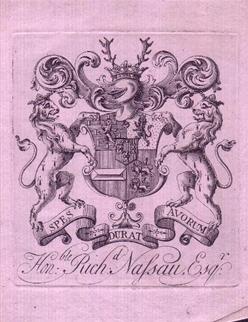 A late 18th century bookplate for the Hon Richard Nassau