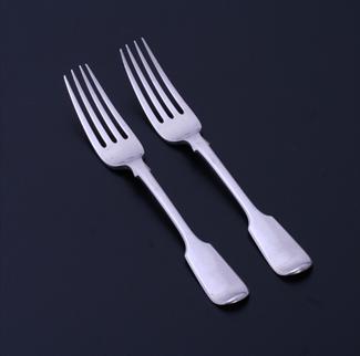 Pair of William IV sterling silver fiddle pattern dessert forks