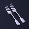 Pair of William IV sterling silver fiddle pattern dessert forks