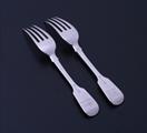 Pair of William IV sterling silver fiddle pattern dessert forks