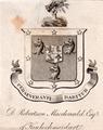 A framed 19th century bookplate for Macdonald of Kinlochmoidart