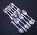 Six George IV Queen's pattern dessert spoons and six dessert forks
