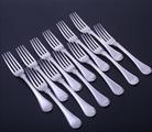 A fine set of twelve George III Old English thread pattern sterling silver table forks