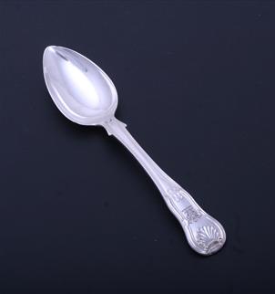 A Regency sterling silver Hourglass pattern dessert spoon