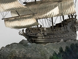 Magnificent continental silver ship centrepiece
