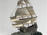 Magnificent continental silver ship centrepiece