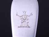 STEWART: A collection of matched antique silver fiddle pattern dessert spoons and forks
