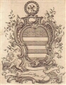 A framed 18th century armorial bookplate
