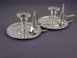 George III Period Sterling Pair of Chambersticks with Snuffers