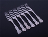 Set of six Victorian sterling silver Queen's pattern dessert forks