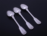 A set of three Victorian fiddle and thread pattern sterling silver table spoons