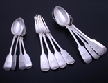 Collection of Victorian fiddle pattern sterling silver flatware