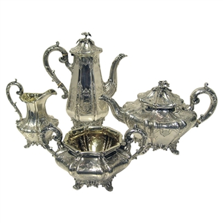 Antique English , Early Victorian, Sterling Tea & Coffee Set. 1840.