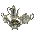 Antique English , Early Victorian, Sterling Tea & Coffee Set. 1840.