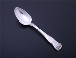 A George IV Hourglass pattern sterling silver dessert spoon