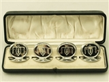 Set of Four Sterling Silver and Tortoiseshell Menu / Card Holders - Antique Edwardian