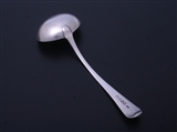 WORTH FAMILY: A George III Old English with thread pattern sterling silver sauce ladle