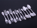 Part service of William IV fiddle pattern with feather edge sterling silver flatware