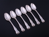 A set of six George IV Hourglass pattern sterling silver teaspoons