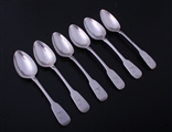 A set of six Irish William IV sterling silver fiddle pattern dessert spoons