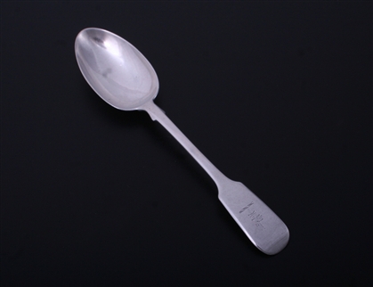 A Victorian sterling silver fiddle pattern dessert spoon