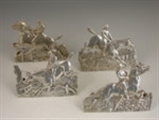 Set 4 Large Edwardian Antique Silver Hunting Menu Holders