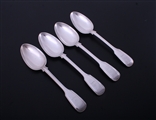 A set of four Victorian fiddle and thread pattern sterling silver table spoons