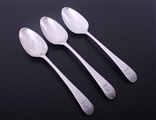 A set of three George III Old English pattern sterling silver table spoons