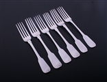 A matched set of antique fiddle pattern sterling silver table forks
