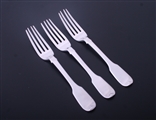 Three Irish William IV sterling silver fiddle pattern dessert forks