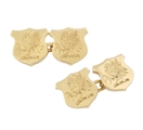 A fine pair of 18ct gold shield shaped crested cufflinks