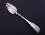 An Irish George III fiddle pattern sterling silver sifting spoon